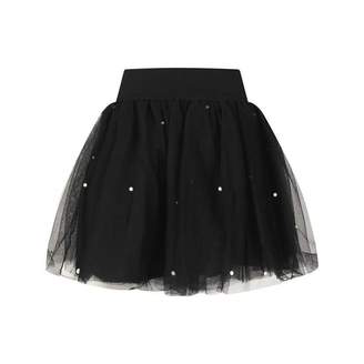 MonnaLisa ChicBlack Pearl Studded Tulle Skirt