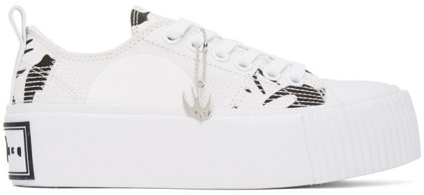 McQ White and Black Plimsoll Platform Sneakers - ShopStyle