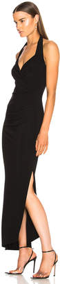 Norma Kamali Halter Sweetheart Side Drape Gown in Black | FWRD
