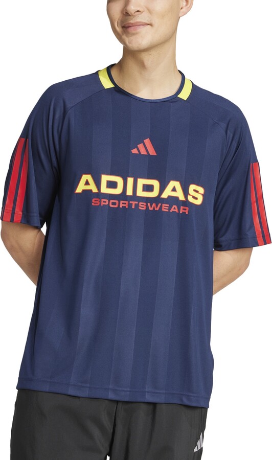 adidas Men's Nation Stripe Logo Jersey T-Shirt