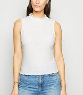 Thumbnail for your product : New Look Ribbed Frill High Neck Top