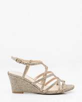 Thumbnail for your product : Le Château Glitter Mesh Open Toe Strappy Wedge Sandal