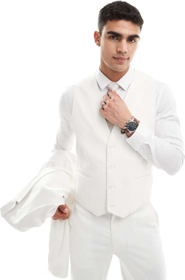 ASOS DESIGN slim suit waistcoat in white ShopStyle
