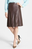 Thumbnail for your product : Halogen Pleat Leather Skirt (Regular & Petite)