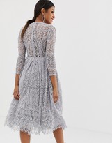 Thumbnail for your product : ASOS DESIGN long sleeve lace midi prom dress