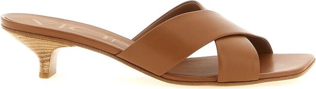 Vicini Cross-Strap Kitten Heeled Mules
