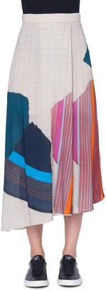 Akris Abstract-Print Asymmetric Midi Skirt
