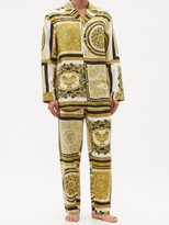 Thumbnail for your product : Versace Baroque-print Silk-satin Pyjama Shirt - Gold Multi