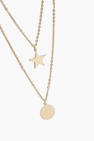 Thumbnail for your product : boohoo Lea Diamante Horn Star & Coin Layered Necklace