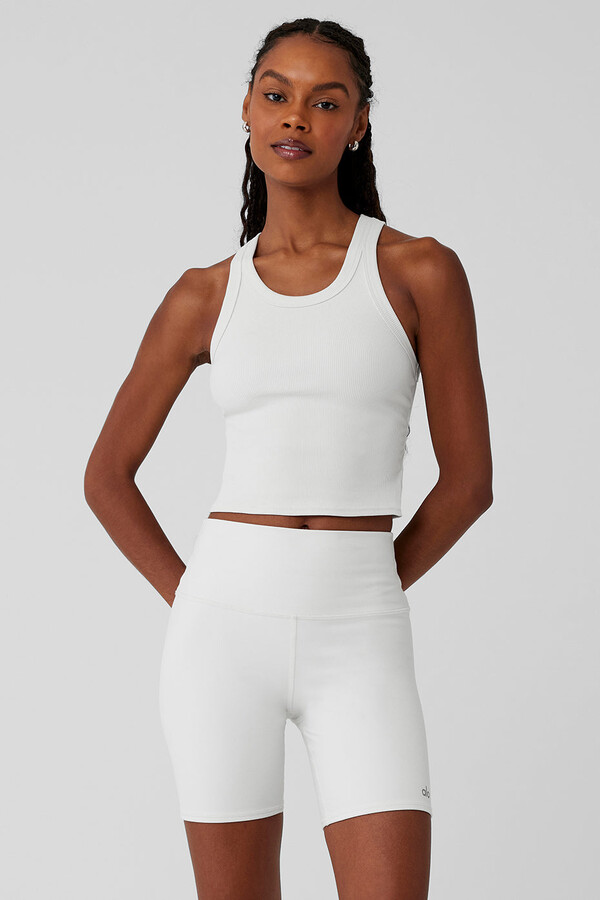 Alo Yoga Muse Ribbed V-neck Pullover Top In Ivory