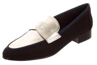 Chanel Metallic Round-Toe Loafers
