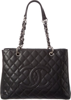 Chanel Black Quilted Caviar Leather Grand Shopping Tote (Authentic