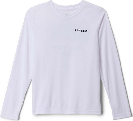 Columbia Kids' PFG Terminal Tackle Fins and Stripes Long Sleeve T-Shirt XSmall White