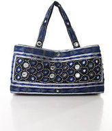 Thumbnail for your product : Moyna Blue Black Cotton Embroidered Beaded Small Shoulder Handbag