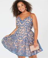 Thumbnail for your product : City Studios Trendy Plus Size Illusion Lace Fit & Flare Dress