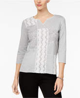 Thumbnail for your product : Alfred Dunner Eskimo Kiss Lace-Front Top