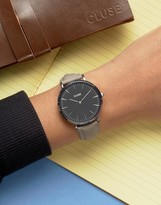 Thumbnail for your product : Cluse La Boheme Black & Grey Leather Watch