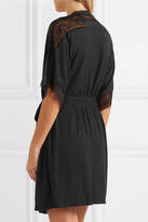 Thumbnail for your product : Eberjey Adora Lace-trimmed Stretch-modal Jersey Robe - Black