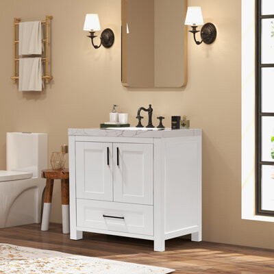 JS Hyle 29.5'' Single Bathroom Vanity With Quartz Top