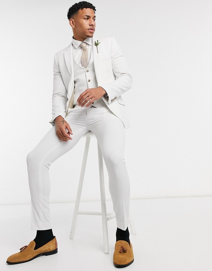 ASOS DESIGN wedding super skinny suit trousers in ice grey ShopStyle