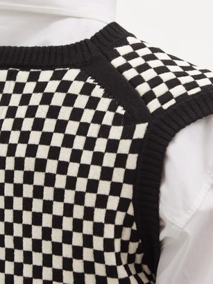 LA FETICHE Riley Logo-patch Wool Sleeveless Sweater - Black White