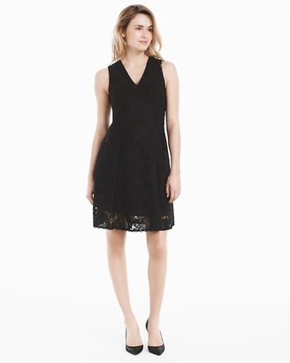 White House Black Market Black Lace Fit-And-Flare Dress