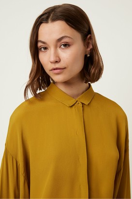 French Connection Etta Silk Mix Cropped Sleeve Shirt