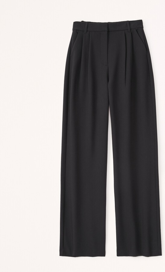 Abercrombie & Fitch Women's Curve Love A&F Sloane Tailored Wide Leg Pant in Black - Size 31 SHORT