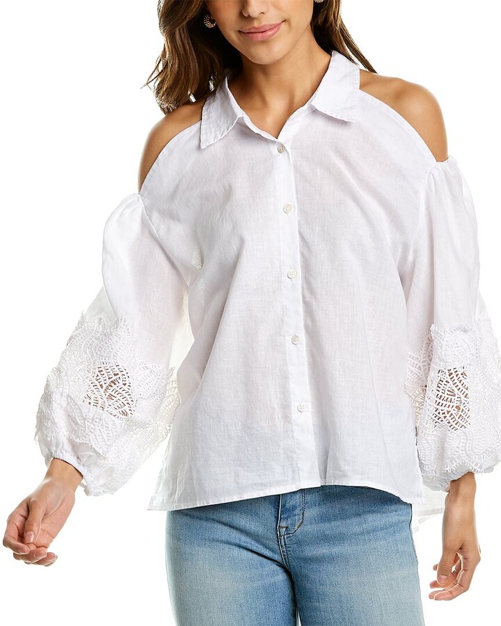White Blouson Top Button | Shop the world's largest collection of 
