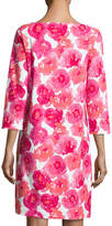 Thumbnail for your product : Joan Vass 3/4-Sleeve Floral-Print Dress, Plus Size