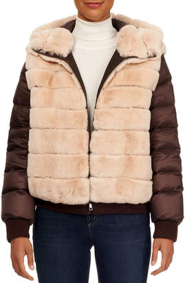 Gorski Rex Rabbit Fur & Puffer Sleeve Hooded Jacket