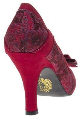 Ruby Shoo New Womens Red Ivy Textile Shoes Floral Slip On