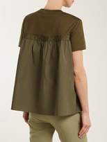 Thumbnail for your product : Moncler Ruffle-trimmed Cotton T-shirt - Womens - Khaki