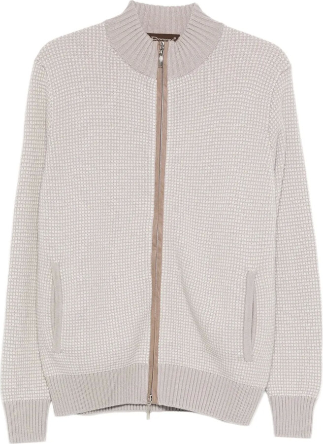 Doriani Cashmere Zip Textured Cardigan