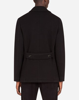 Thumbnail for your product : Dolce & Gabbana Jersey wool pea coat with patch embellishment