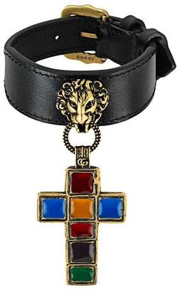 Gucci Leather bracelet with cross pendant