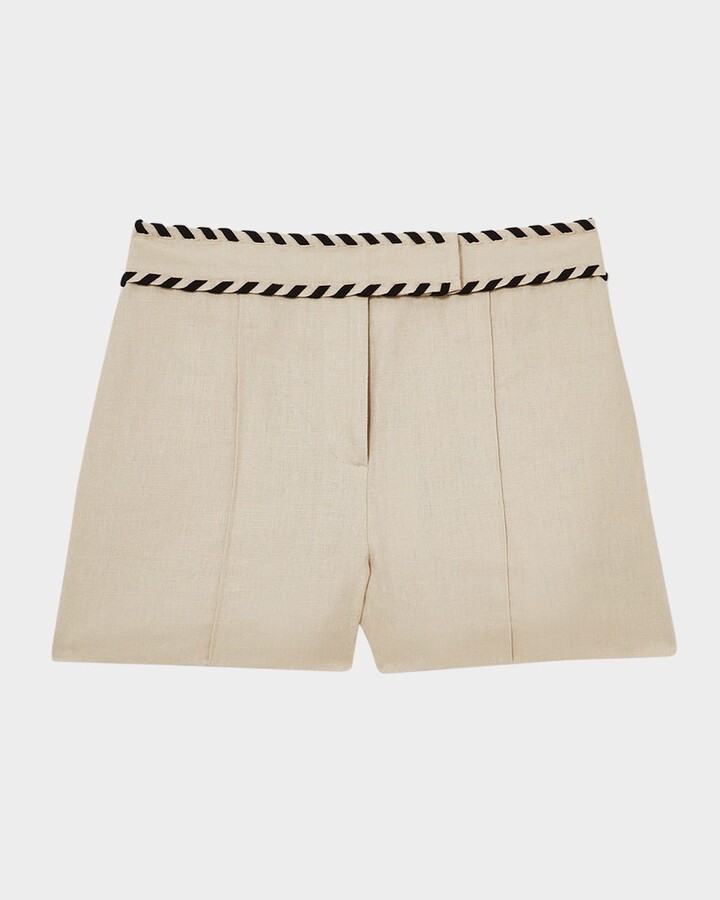 Reiss Fawn Whipstitch Linen Shorts