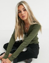 Thumbnail for your product : Object Nina button front cropped knit cardigan in green