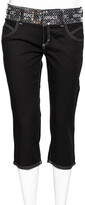 Thumbnail for your product : Versace Jeans Couture Black Denim Logo Embellished Cropped Pants M