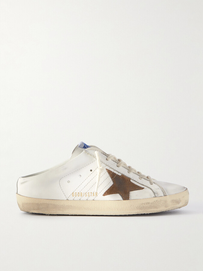 Golden Goose - Super-star Sabot Distressed Suede-trimmed Leather Slip-on Sneakers - White