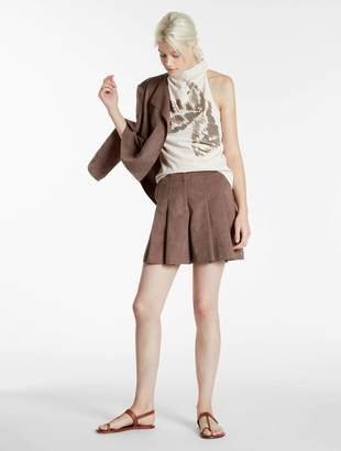 Halston Ultrasuede Pleated Shorts