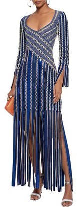 Peter Pilotto Fringed Sequin-embellished Jacquard-knit Gown