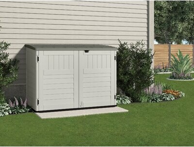 Suncast Resin Outdoor 2-Container 5 ft. 10 in. W x 3 ft. 8 in. D ...