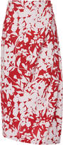 Thumbnail for your product : Rosie Assoulin Draped Floral-Print Silk Midi Skirt