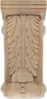 Architectural Products by Outwater L.L.C. 6-1/8 in x 3-1/8 in x 1-7/8 in Unfinished Small Hand Carved Solid Acanthus Leaf Wood Corbel
