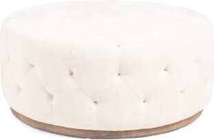 TJMAXX 42X19 Boyd Tufted Ottoman With Solid Wood Base, Polyester