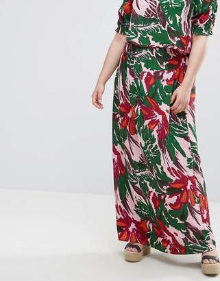 ASOS Curve CURVE Maxi Skirt in Palm Print