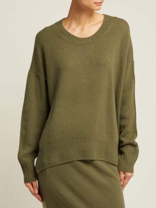 Allude Round Neck Cashmere Sweater - Womens - Khaki