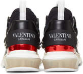 Thumbnail for your product : Valentino Black and Silver Garavani Bounce High-Top Sneakers