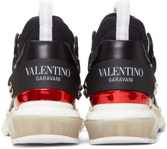 Valentino Black and Silver Garavani Bounce High-Top Sneakers